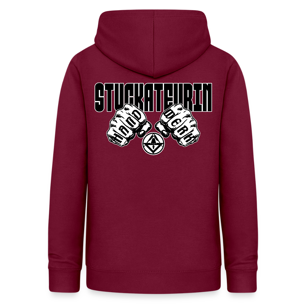 Frauen Hoodie "Stuckateurin" (beidseitig beruckt) Bordeaux Frauen Hoodie