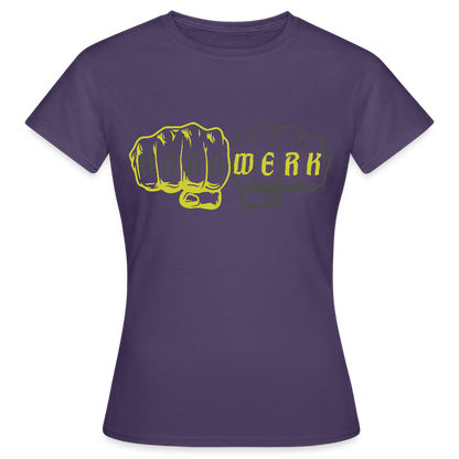 Frauen T-Shirt "Handwerk" Dunkellila Frauen T-Shirt