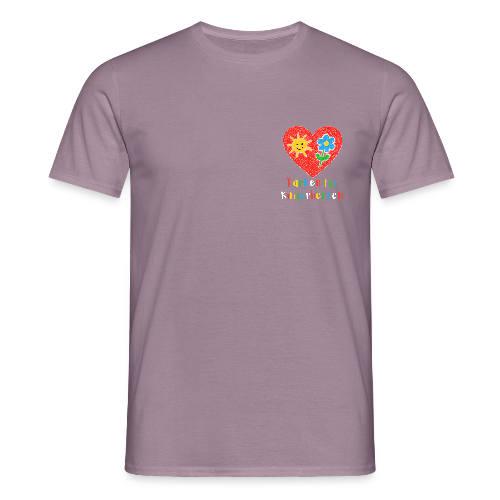 Unisex T-Shirt "Farben für Kinderherzen" (beidseitig bedruckt) Lilagrau Männer T-Shirt