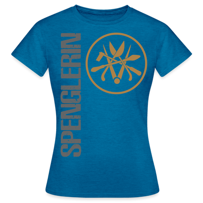 Frauen T-Shirt "Spenglerin" Antikblaues Saphir meliert Frauen T-Shirt
