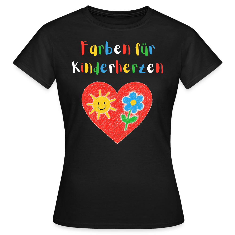 Frauen T-Shirt "Farben für Kinderherzen" Schwarz Frauen T-Shirt