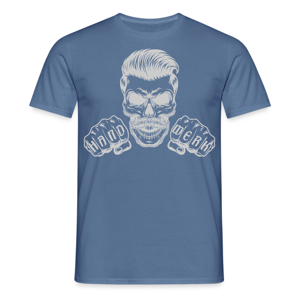 Unisex T-Shirt "Skull-Handwerk" Taubenblau Männer T-Shirt