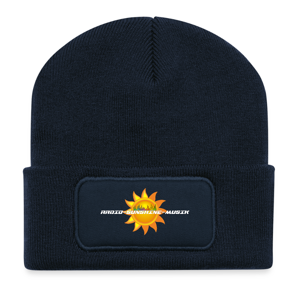 Wintermütze "Radio-Sunshine-Musik" French Navy One size Recycelte Patch Beanie