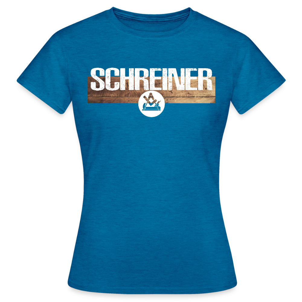 Frauen T-Shirt "Schreiner" Antikblaues Saphir meliert Frauen T-Shirt