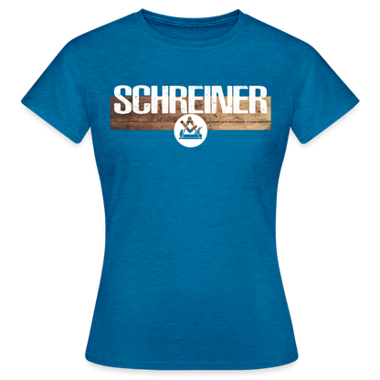 Frauen T-Shirt "Schreiner" Antikblaues Saphir meliert Frauen T-Shirt