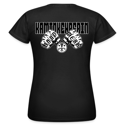 Frauen T-Shirt "Kaminkehrerin" (beidseitig bedruckt) Schwarz Frauen T-Shirt