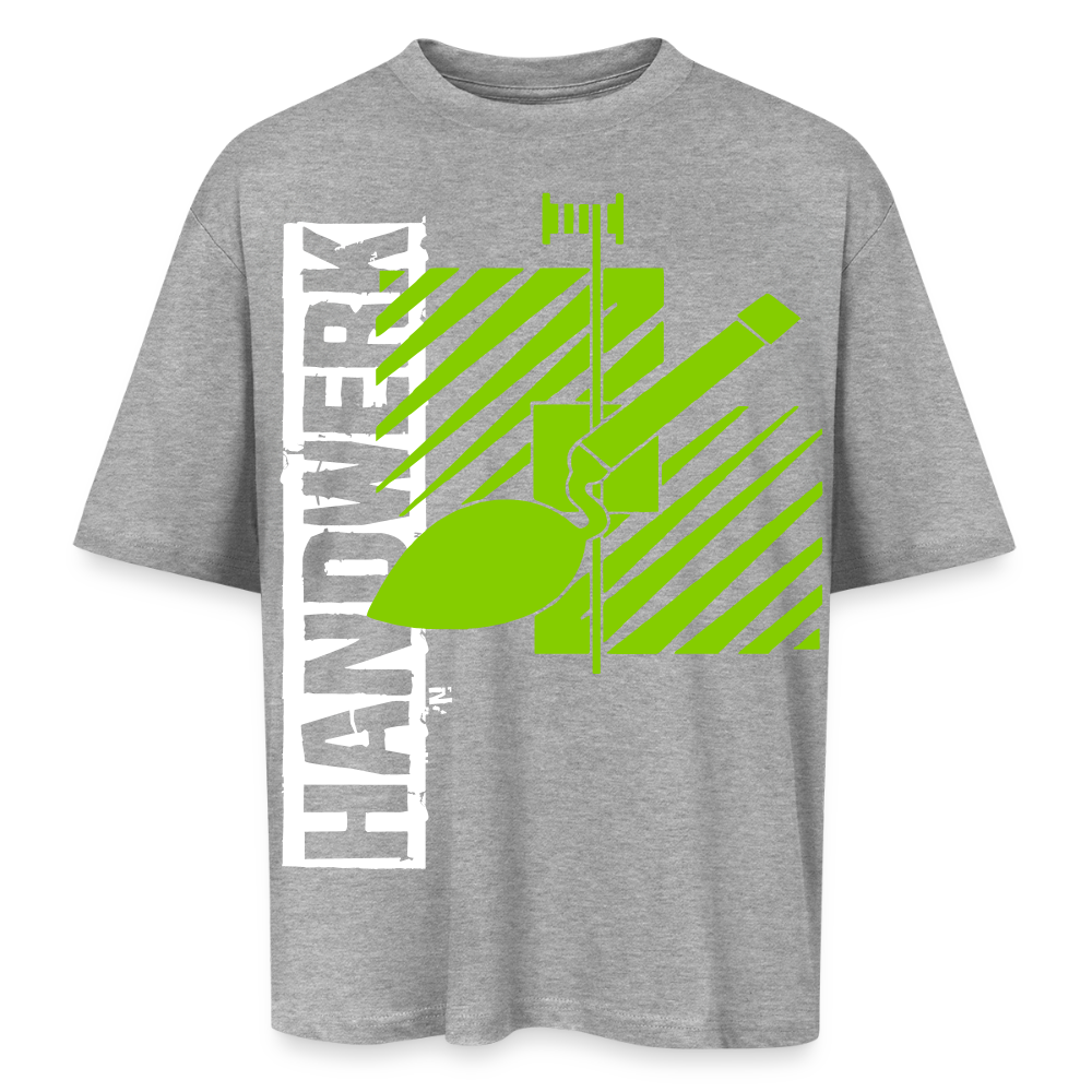 Oversized Unisex T-Shirt "Fliesenleger" Grau meliert Oversized Unisex T-Shirt