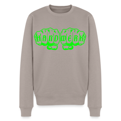 Unisex Premium Pullover "Gerüstbauer" neongrün - Taupe