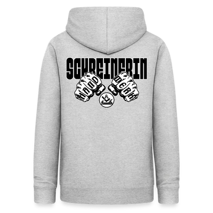 Frauen Hoodie "Schreinerin" (beidseitig beruckt) Hellgrau meliert Frauen Hoodie