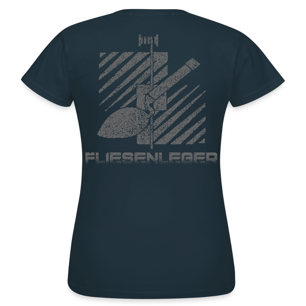 Frauen T-Shirt "Fliesenleger" (hinten bedruckt) Navy Frauen T-Shirt