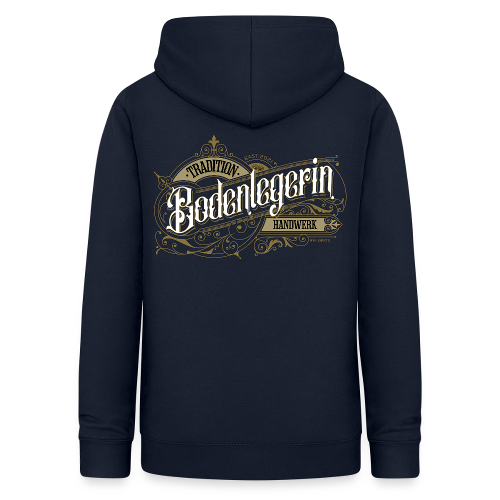 Frauen Hoodie "Bodenlegerin" Nostalgie Handwerk Navy Frauen Hoodie