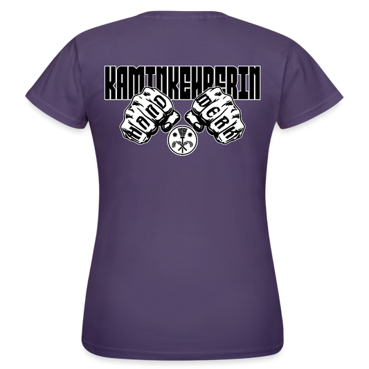 Frauen T-Shirt "Kaminkehrerin" (beidseitig bedruckt) Dunkellila Frauen T-Shirt