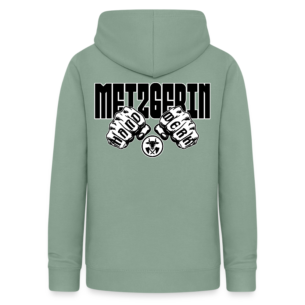 Frauen Hoodie "Metzgerin" (beidseitig beruckt) Graugrün Frauen Hoodie
