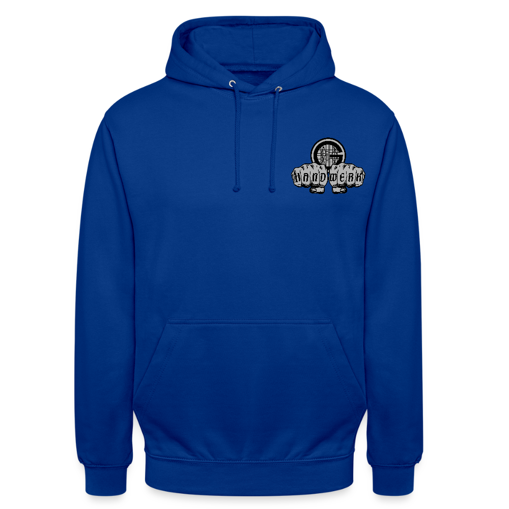 Unisex  Hoodie "Gerüstbauer" beidseitig bedruckt - Royalblau
