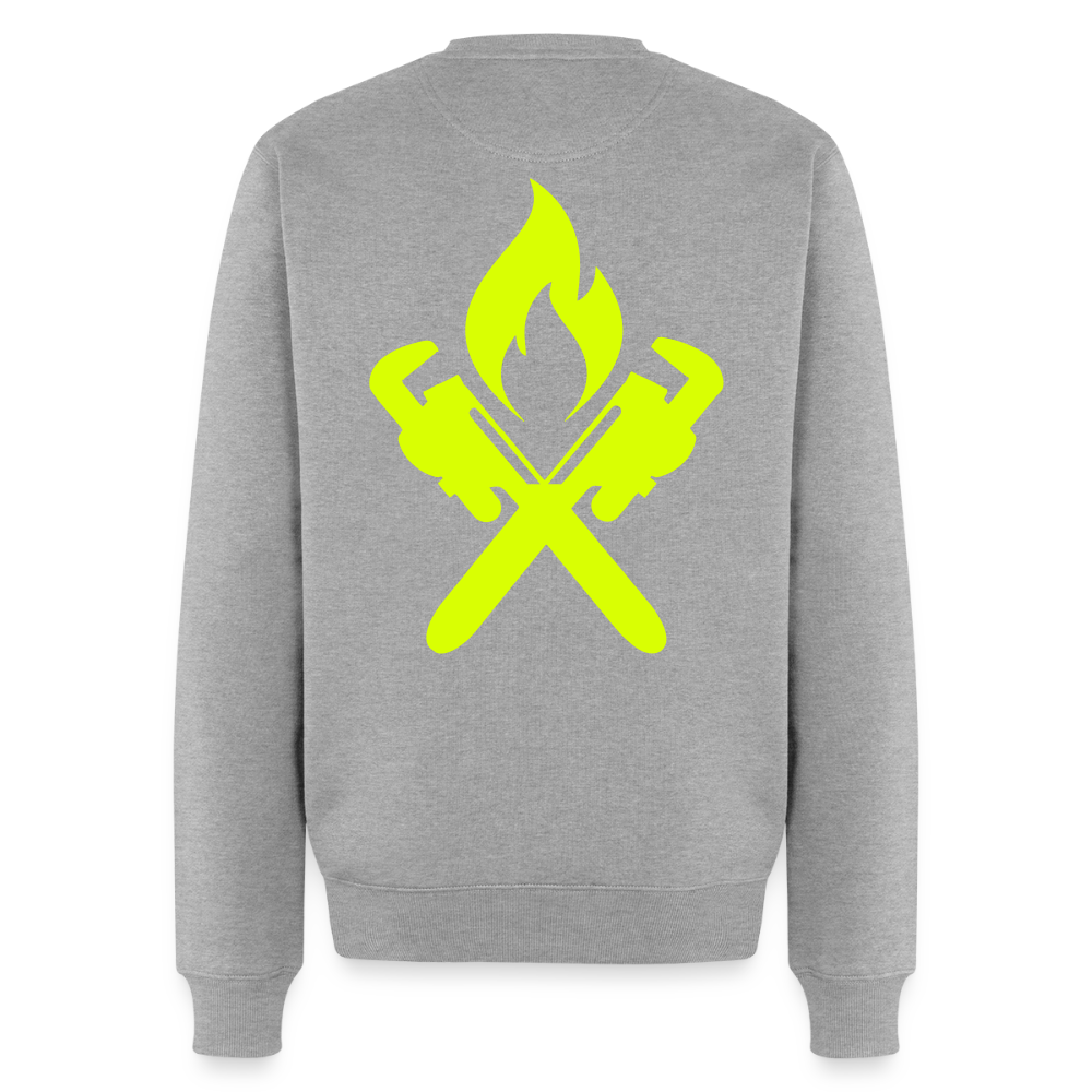 Unisex Premium Pullover "Heizungsbauer" neongelb Grau meliert Männer Premium Pullover