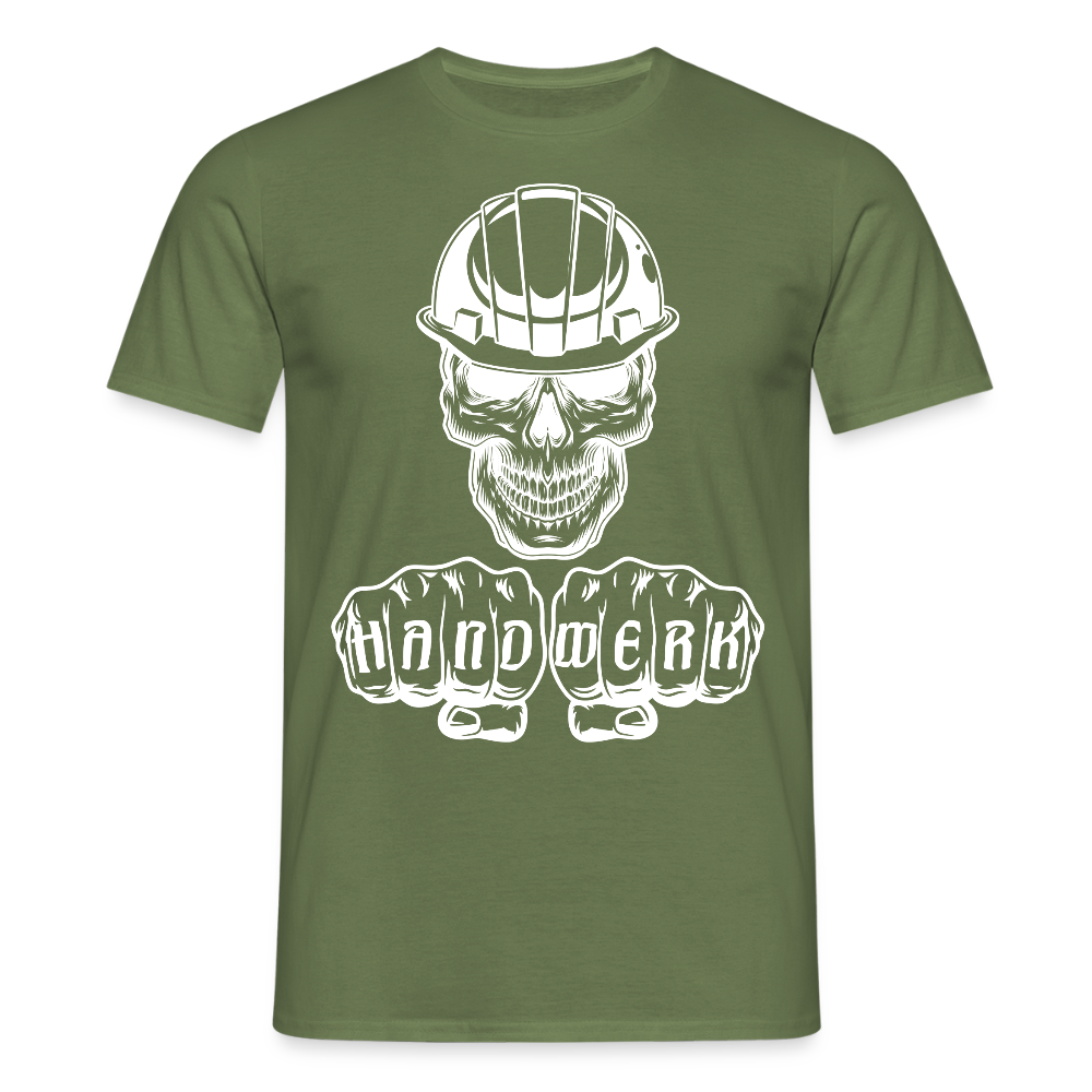 Unisex T-Shirt "Skull-Helm-Handwerk" Militärgrün Männer T-Shirt