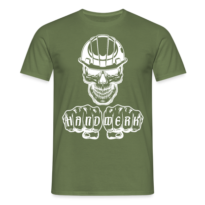 Unisex T-Shirt "Skull-Helm-Handwerk" Militärgrün Männer T-Shirt