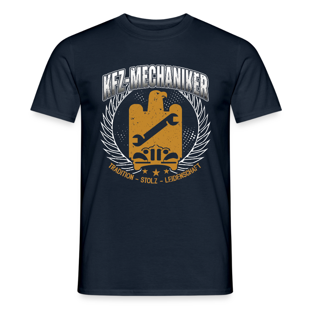 Unisex KFZ-Mechaniker T-Shirt von Spreadconnect, bequemes Männer T-Shirt mit traditionellem Design und Automobil-Motiv.