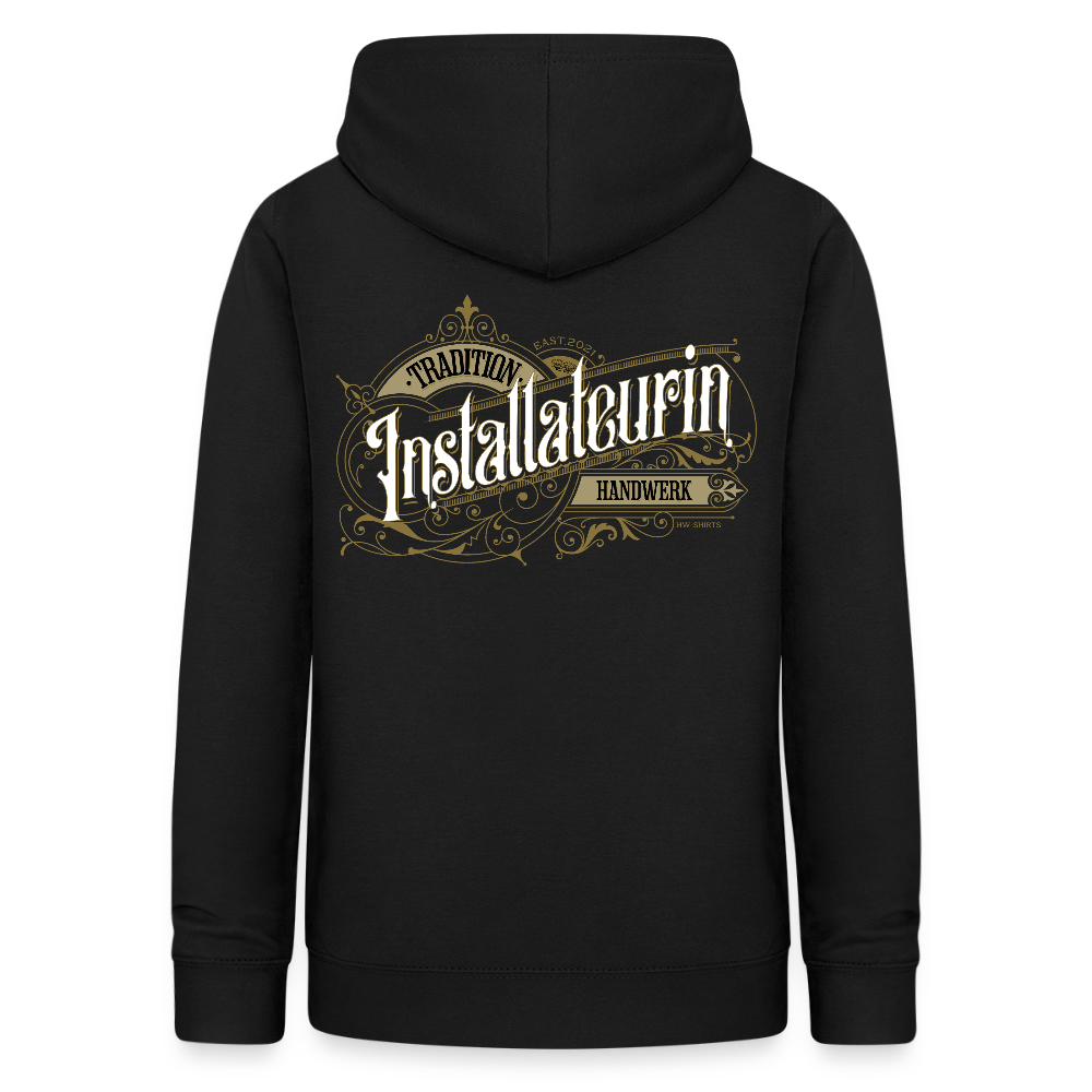 Frauen Hoodie "Installateurin" Nostalgie Handwerk Schwarz Frauen Hoodie