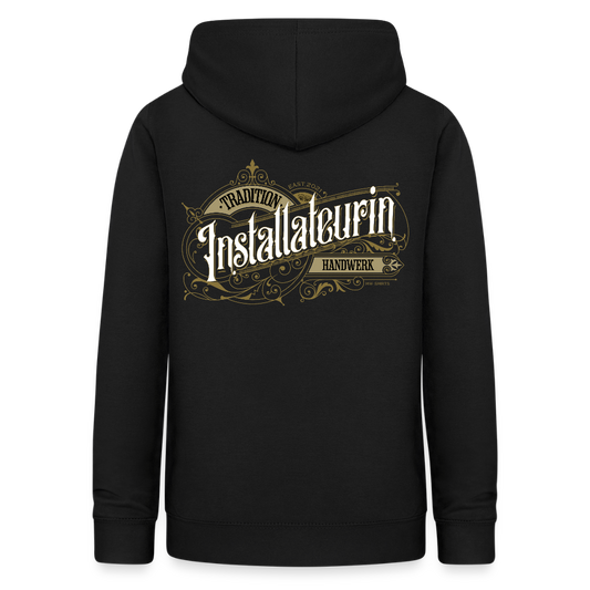 Frauen Hoodie "Installateurin" Nostalgie Handwerk Schwarz Frauen Hoodie