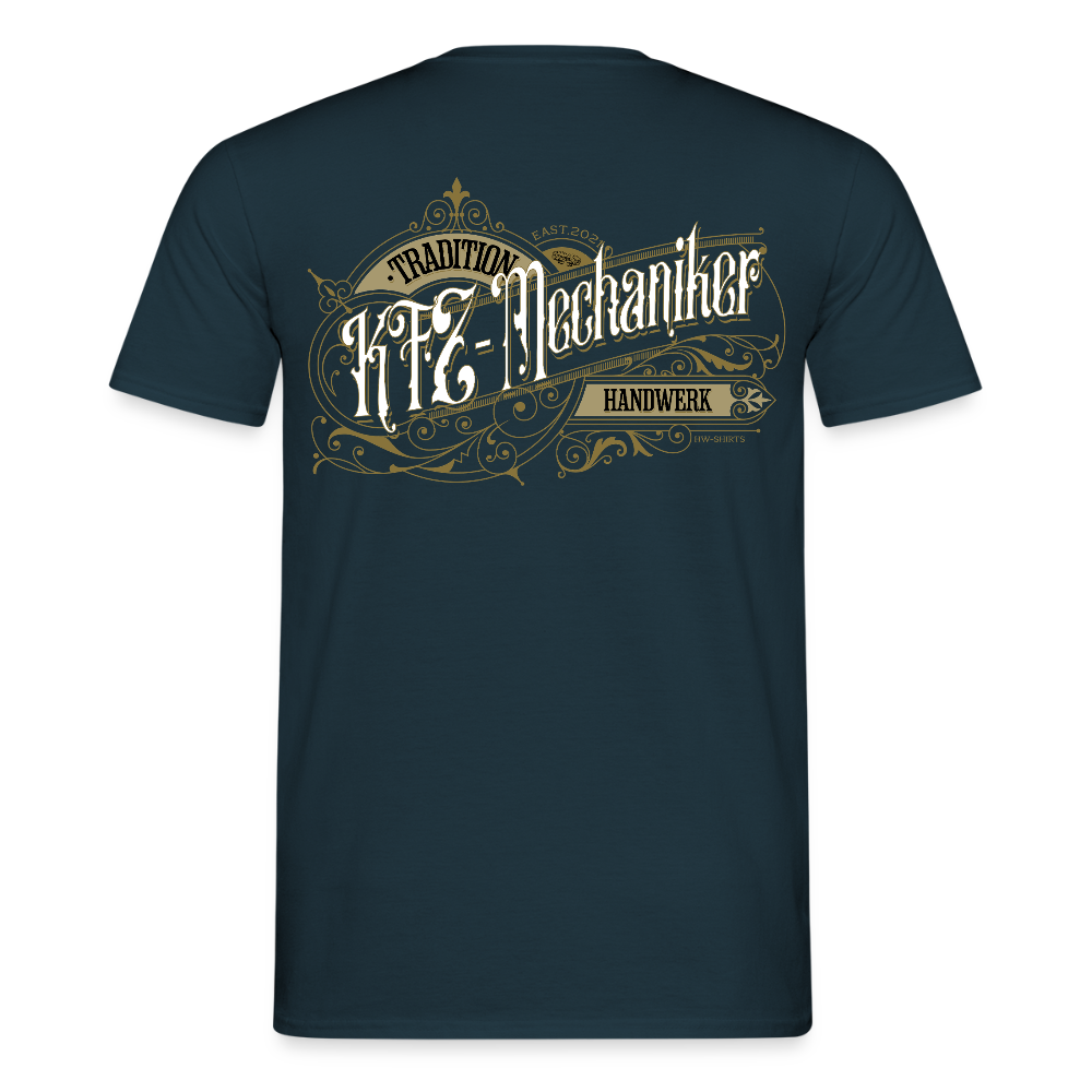 Unisex T-Shirt "KFZ-Mechaniker" Nostalgie Handwerk Navy Männer T-Shirt