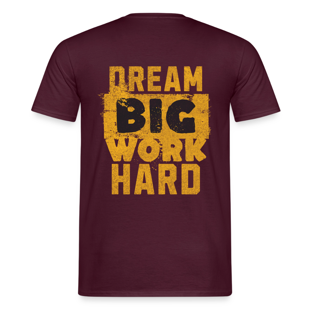 Unisex Spreadconnect T-Shirt "Work Hard" in schwarzer Farbe, aus weichem Baumwollstoff, mit motivierendem Druck auf der Vorderseite.