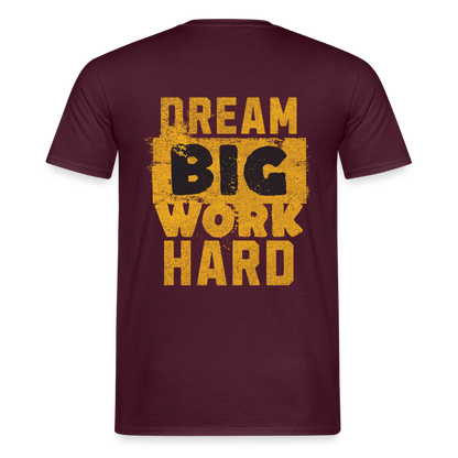 Unisex Spreadconnect T-Shirt "Work Hard" in schwarzer Farbe, aus weichem Baumwollstoff, mit motivierendem Druck auf der Vorderseite.