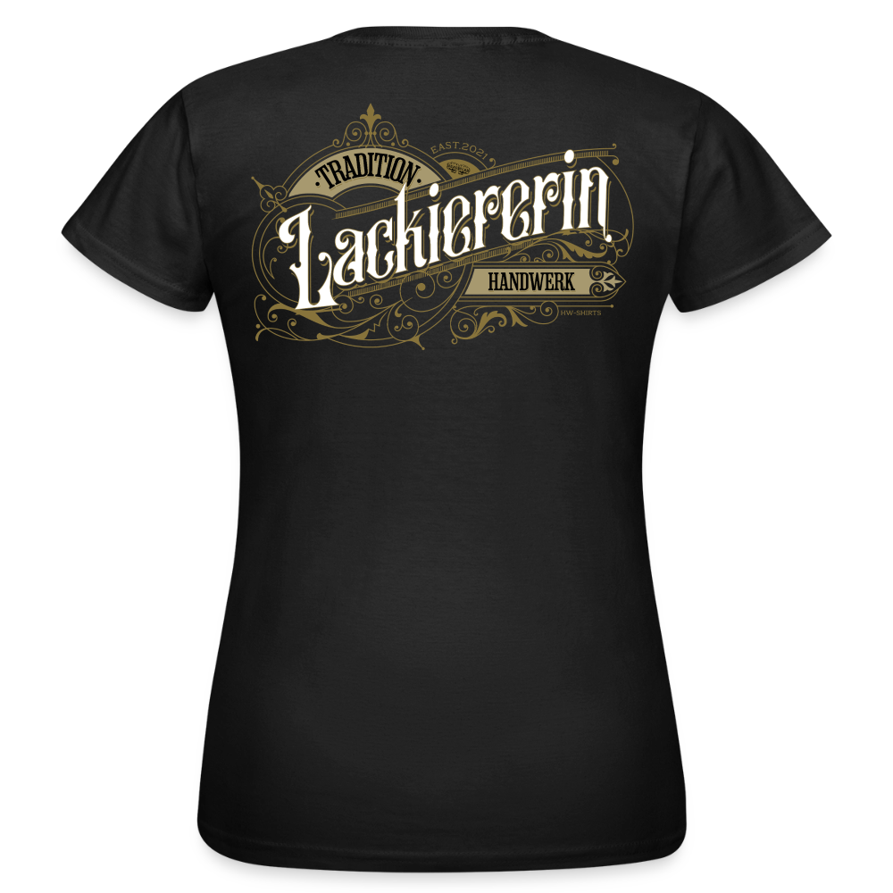Frauen T-Shirt von Spreadconnect mit nostalgischem Design "Lackiererin" in bequemem Schnitt, grafisches Druckmotiv auf weißem Stoff
