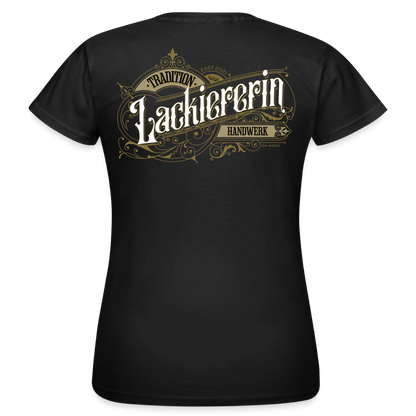 Frauen T-Shirt von Spreadconnect mit nostalgischem Design "Lackiererin" in bequemem Schnitt, grafisches Druckmotiv auf weißem Stoff