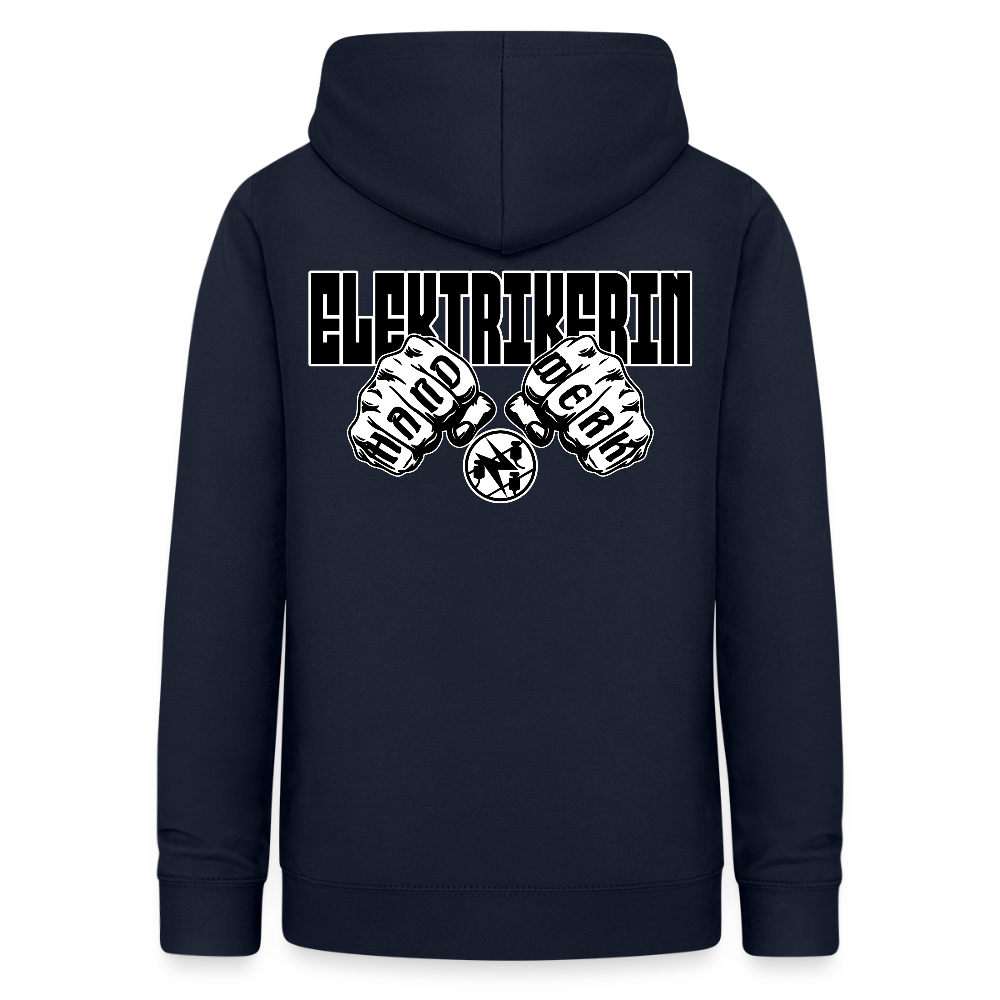 Frauen Hoodie "Elektrikerin" (beidseitig beruckt) Navy Frauen Hoodie
