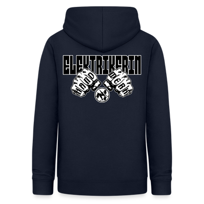 Frauen Hoodie "Elektrikerin" (beidseitig beruckt) Navy Frauen Hoodie