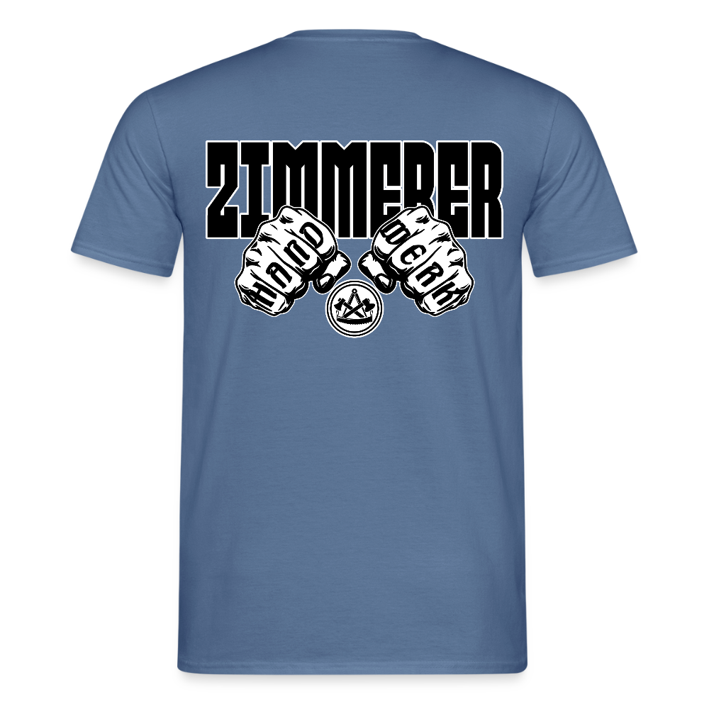 Unisex T-Shirt "Zimmerer" (beidseitig bedruckt) Taubenblau Männer T-Shirt