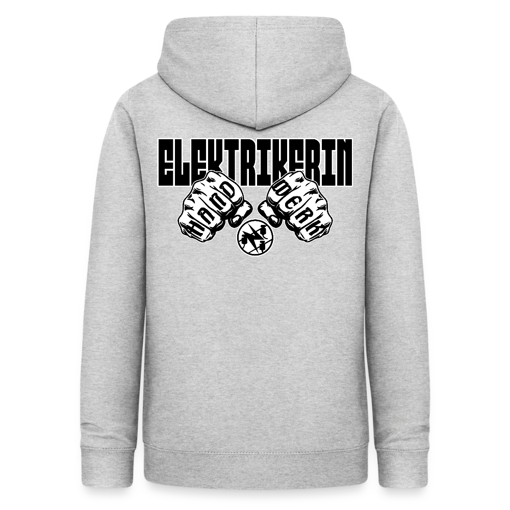 Frauen Hoodie "Elektrikerin" (beidseitig beruckt) Hellgrau meliert Frauen Hoodie