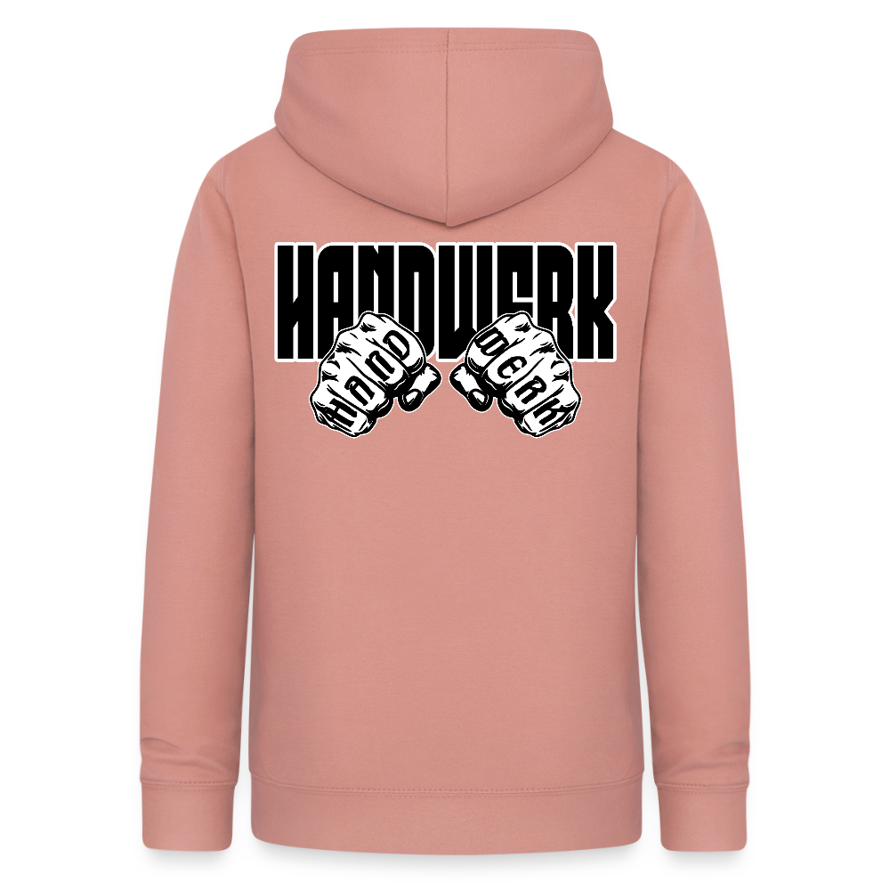 Frauen Hoodie "Handwerk" (beidseitig beruckt) Altrosa Frauen Hoodie