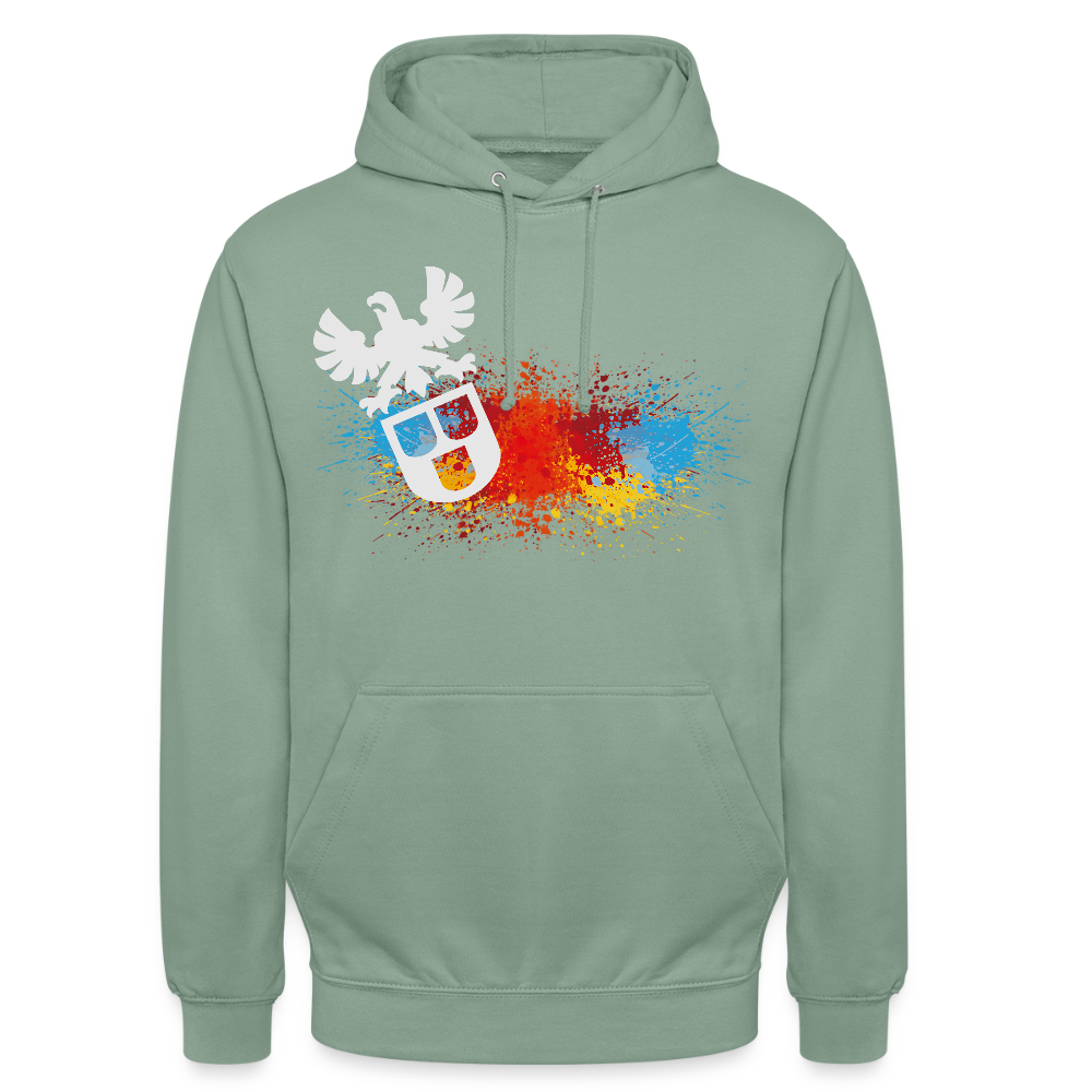 Unisex Hoodie "Maler-Splash" Graugrün Unisex Hoodie