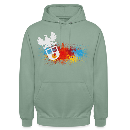 Unisex Hoodie "Maler-Splash" Graugrün Unisex Hoodie
