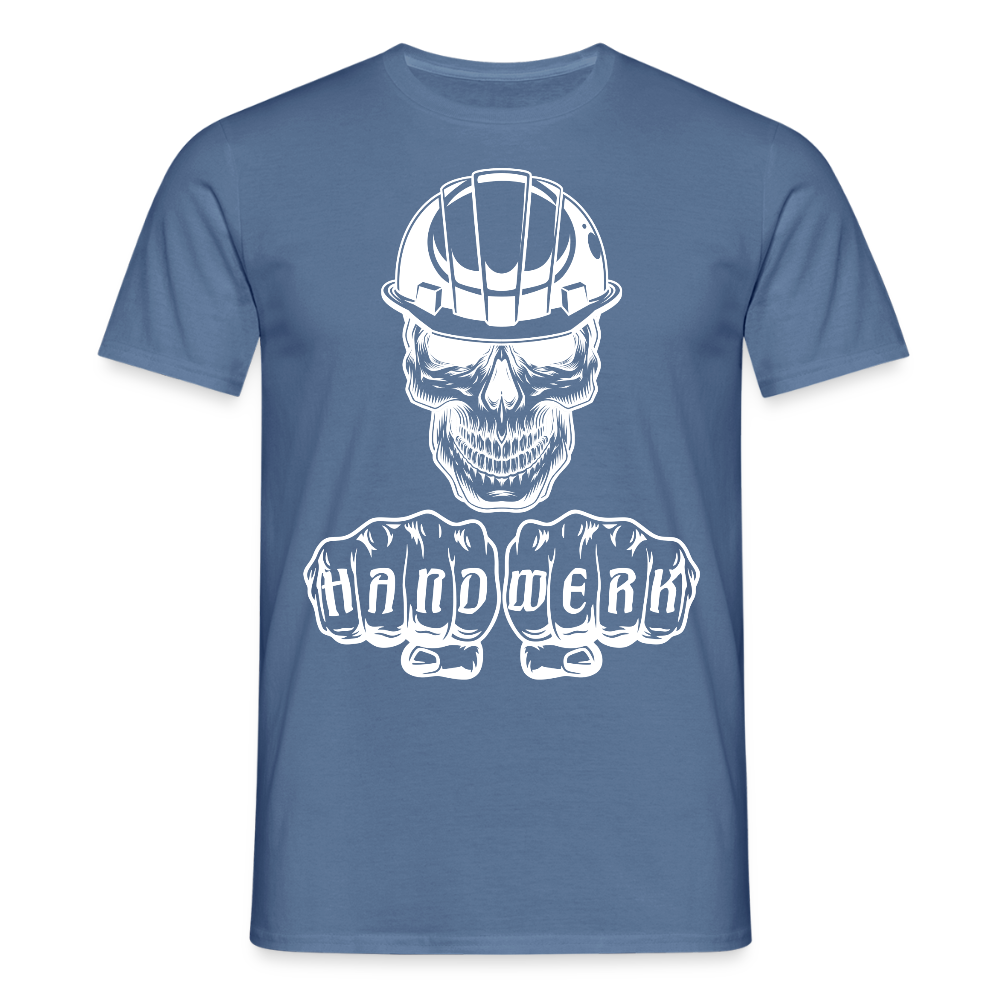 Unisex T-Shirt "Skull-Helm-Handwerk" Taubenblau Männer T-Shirt
