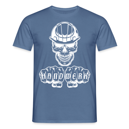 Unisex T-Shirt "Skull-Helm-Handwerk" Taubenblau Männer T-Shirt