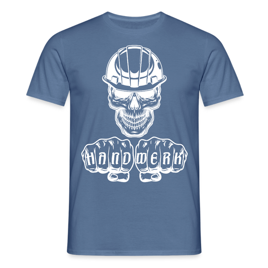Unisex T-Shirt "Skull-Helm-Handwerk" Taubenblau Männer T-Shirt