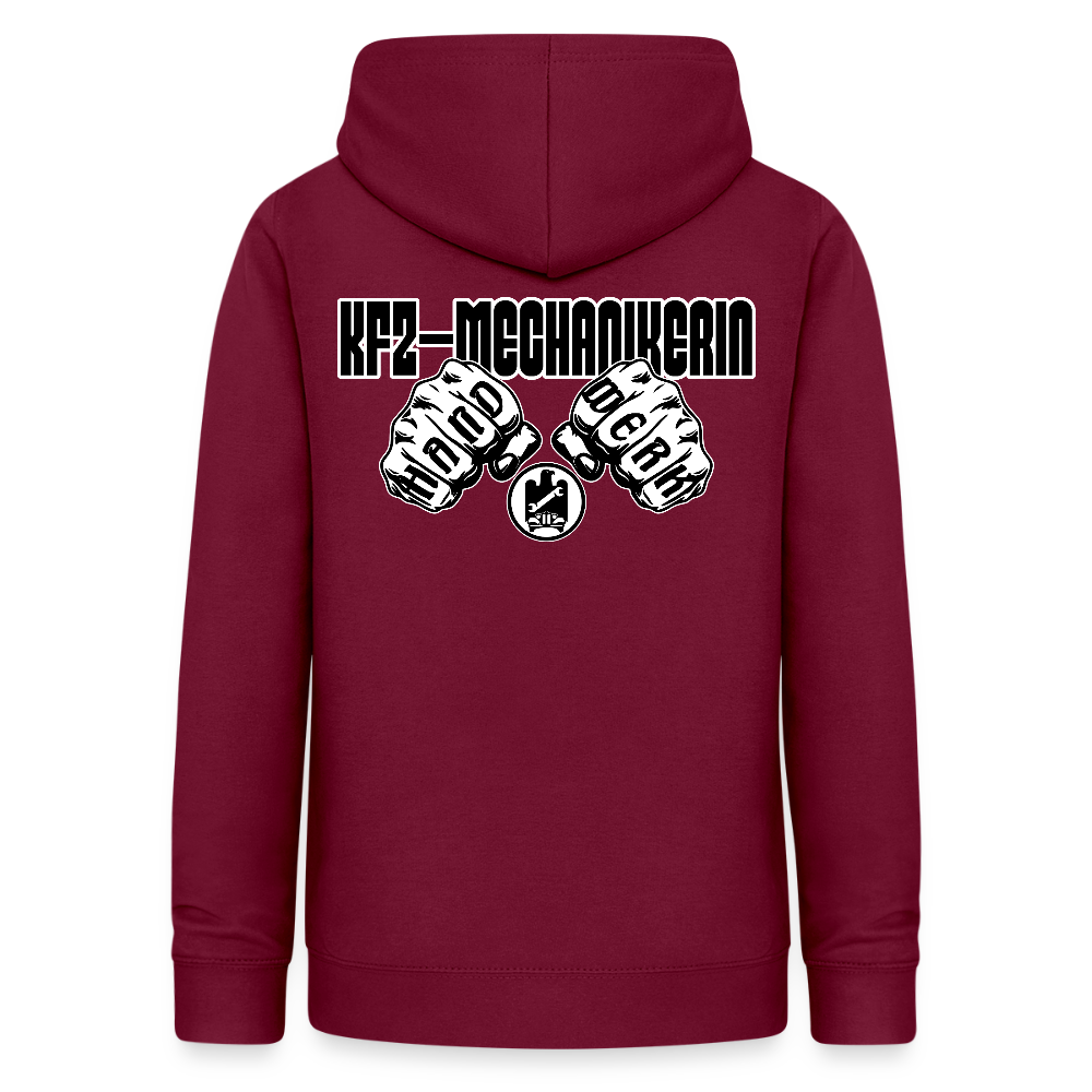 Frauen Hoodie "KFZ-Mechanikerin" (beidseitig beruckt) Bordeaux Frauen Hoodie