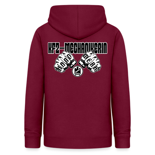 Frauen Hoodie "KFZ-Mechanikerin" (beidseitig beruckt) Bordeaux Frauen Hoodie
