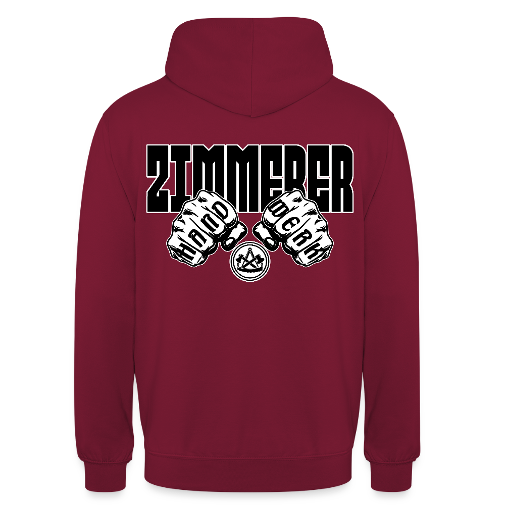 Unisex Hoodie "Zimmerer" (beidseitig bedruckt) Bordeaux Unisex Hoodie