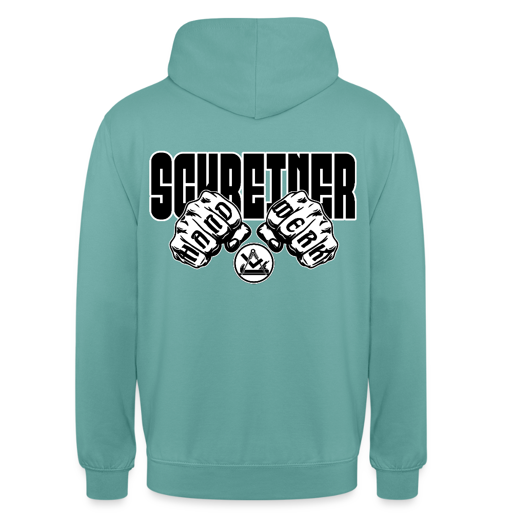 Unisex Hoodie "Schreiner" (beidseitig bedruckt) Pastelltürkis Unisex Hoodie