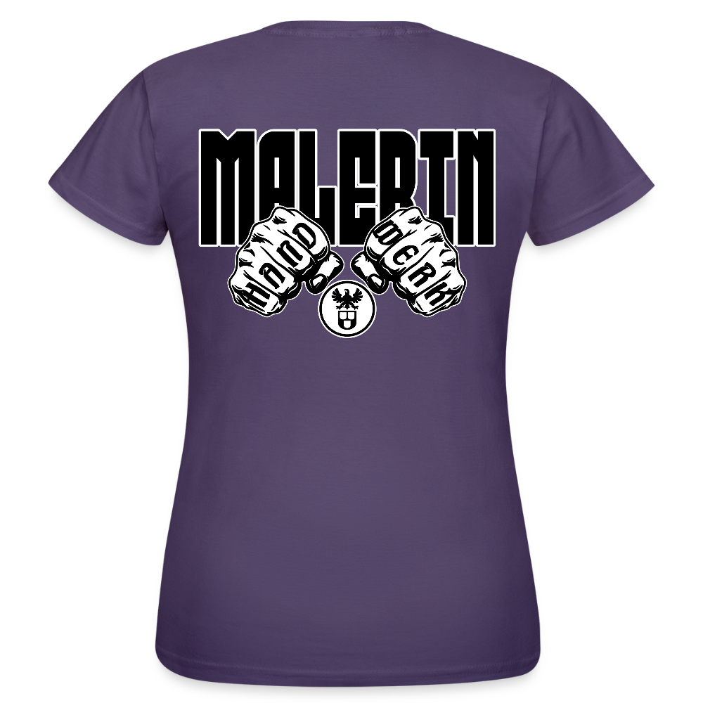 Frauen T-Shirt "Malerin" (beidseitig bedruckt) Dunkellila Frauen T-Shirt