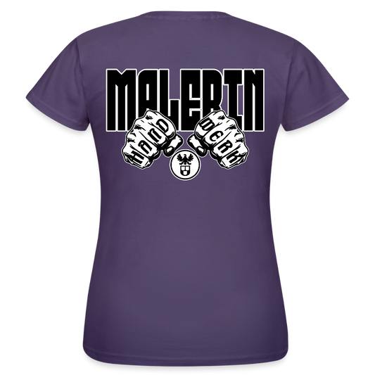 Frauen T-Shirt "Malerin" (beidseitig bedruckt) Dunkellila Frauen T-Shirt