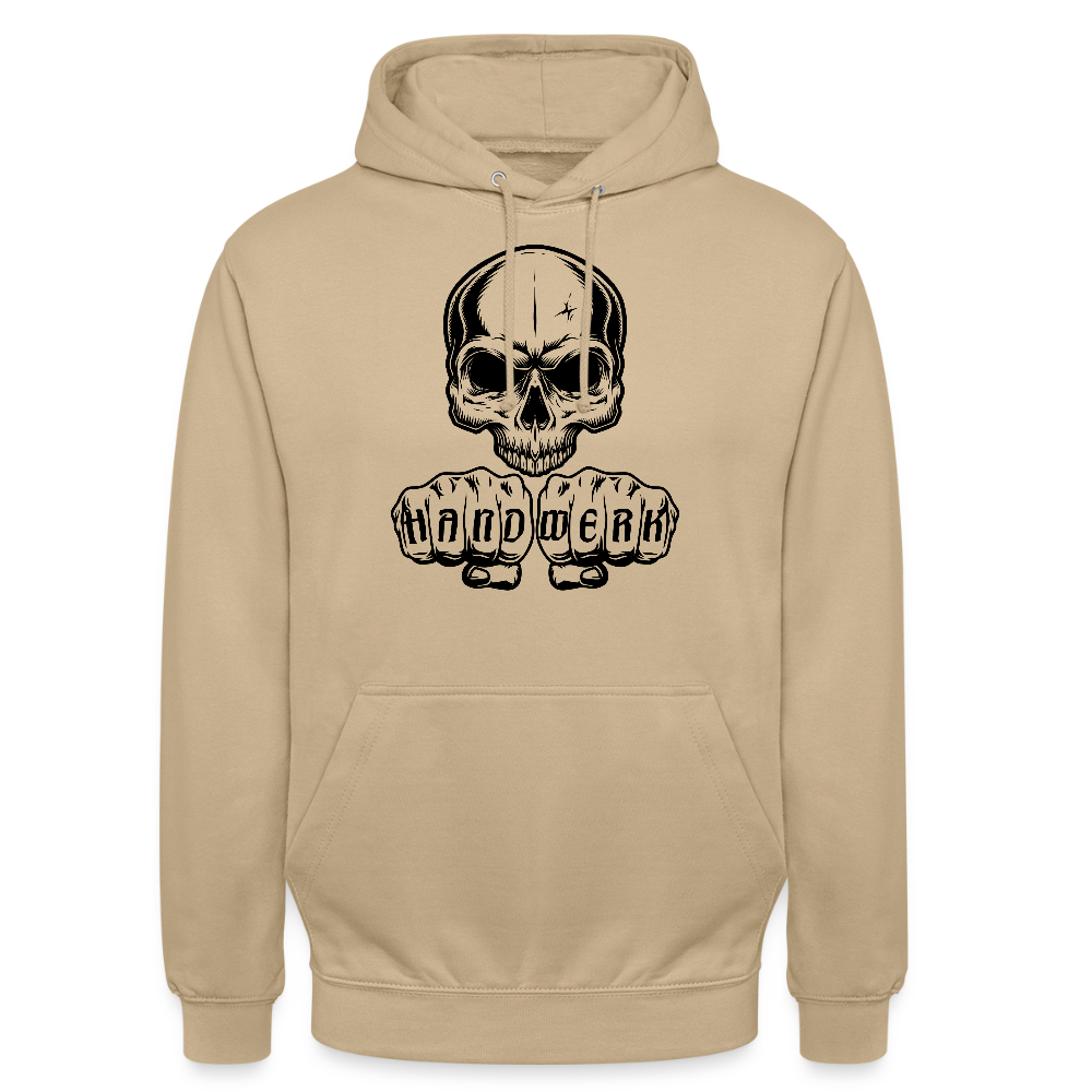 Unisex Hoodie "Skull-Handwerk" Beige Unisex Hoodie