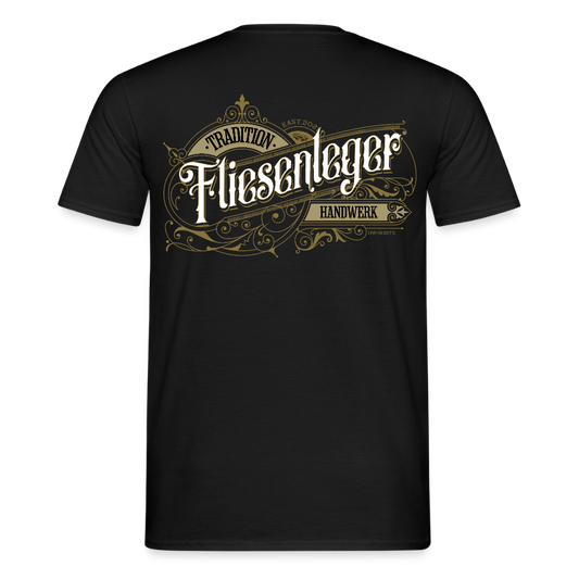 Unisex T-Shirt "Fliesenleger" Nostalgie Handwerk Schwarz Männer T-Shirt
