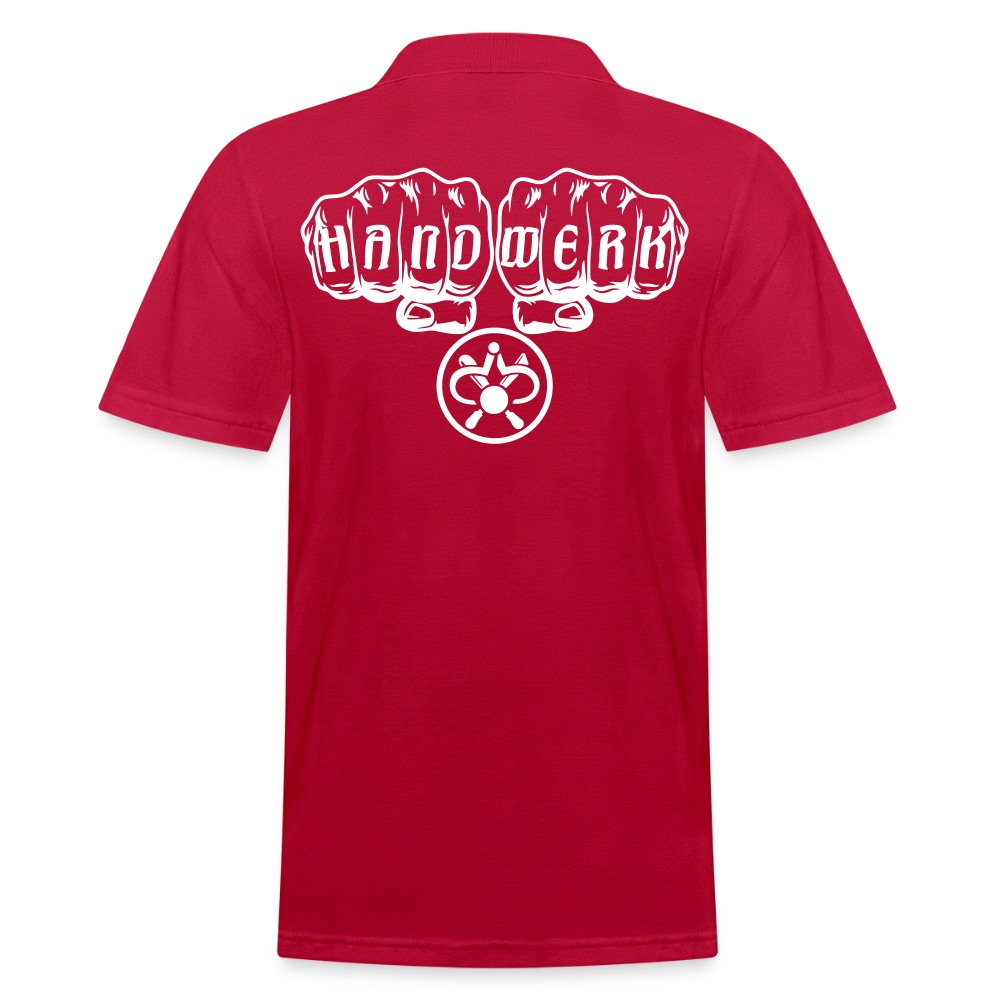 Männer Poloshirt "Drechsler" (hinten bedruckt) cherry red Männer Poloshirt