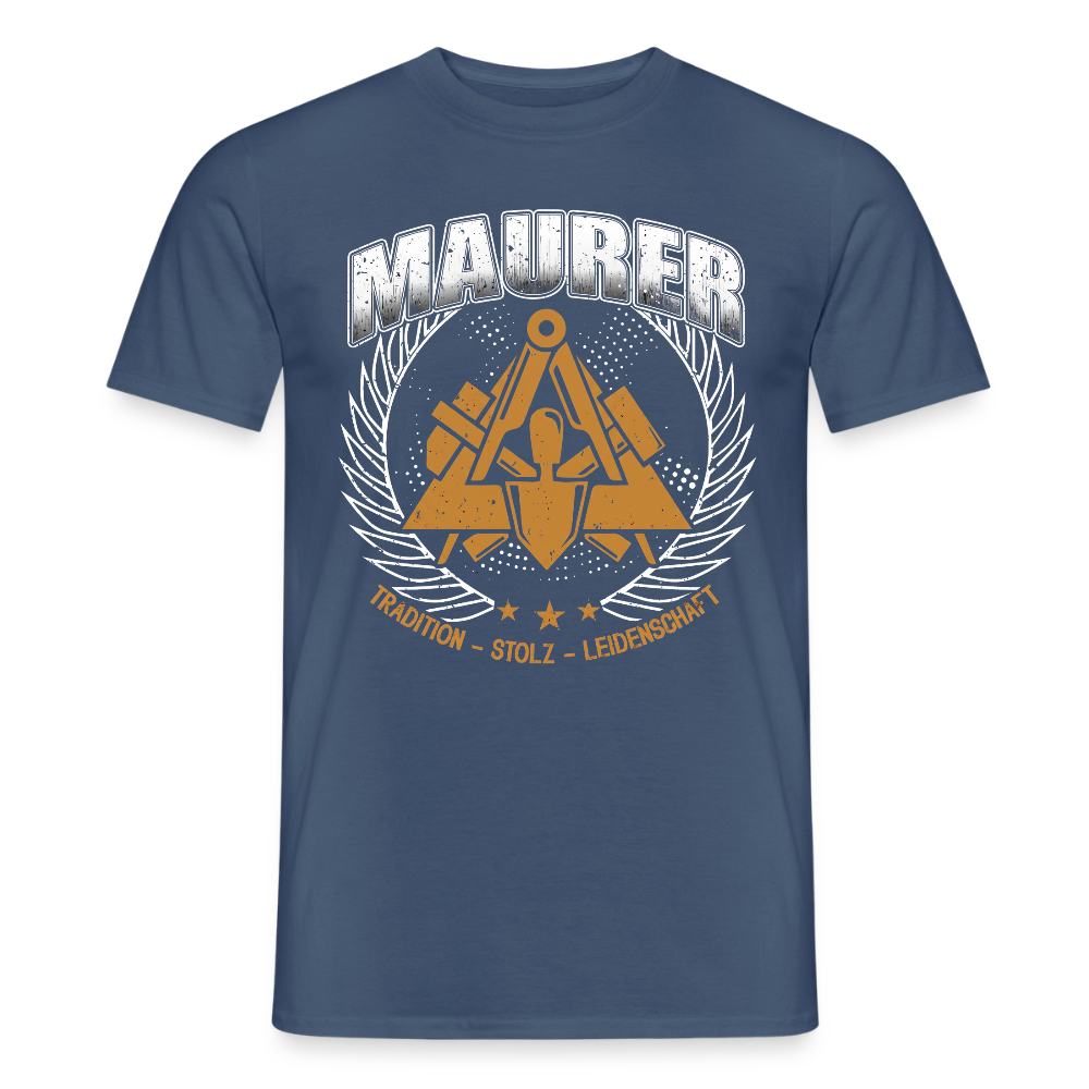Unisex Maurer T-Shirt von Spreadconnect mit traditionellem Druck, zeigt den frontalen Blick auf das schwarze T-Shirt