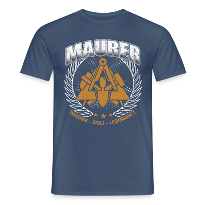Unisex Maurer T-Shirt von Spreadconnect mit traditionellem Druck, zeigt den frontalen Blick auf das schwarze T-Shirt